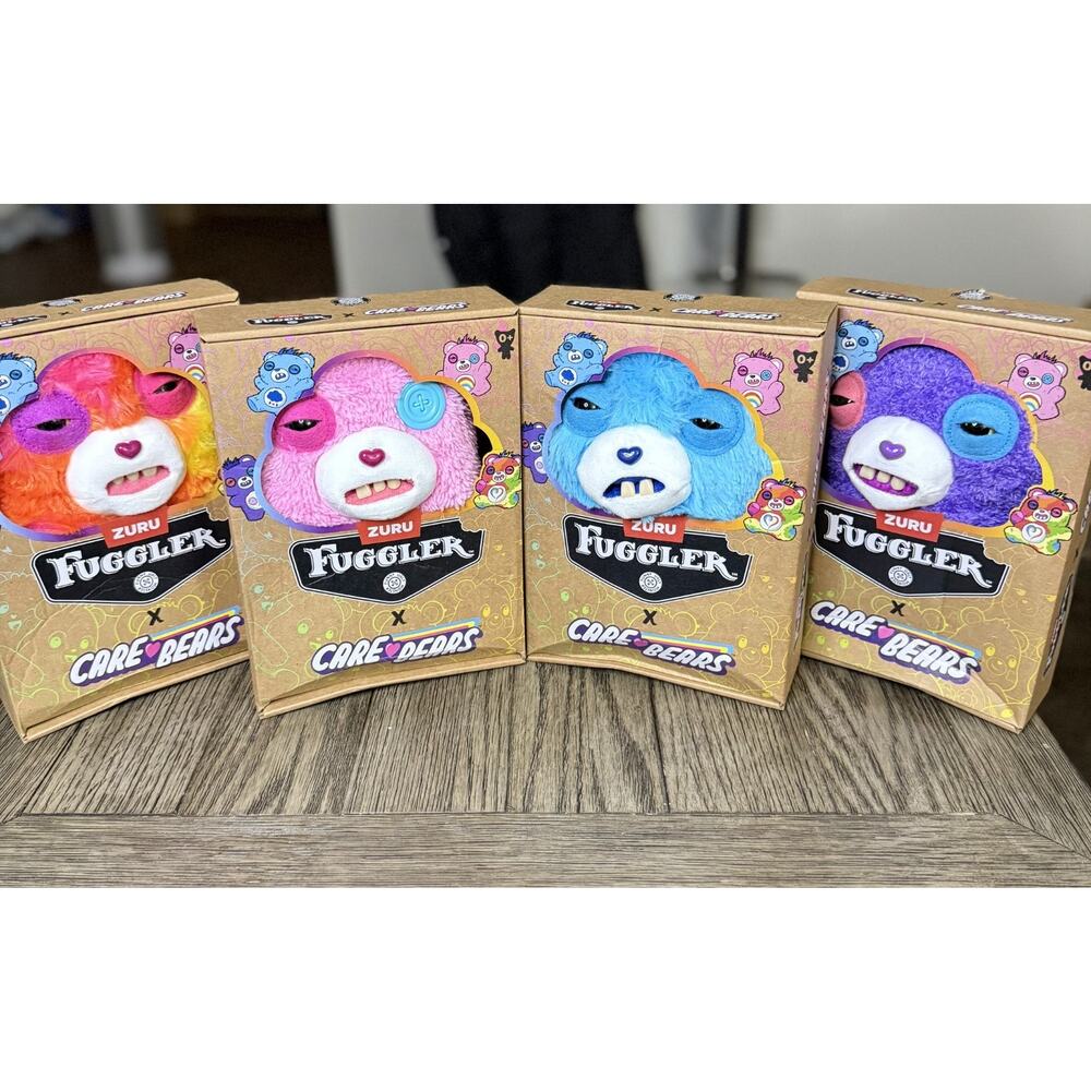 Fuggler Care Bears Complete Set of 4 Grumpy, Cheer, Togetherness, Share Bear New